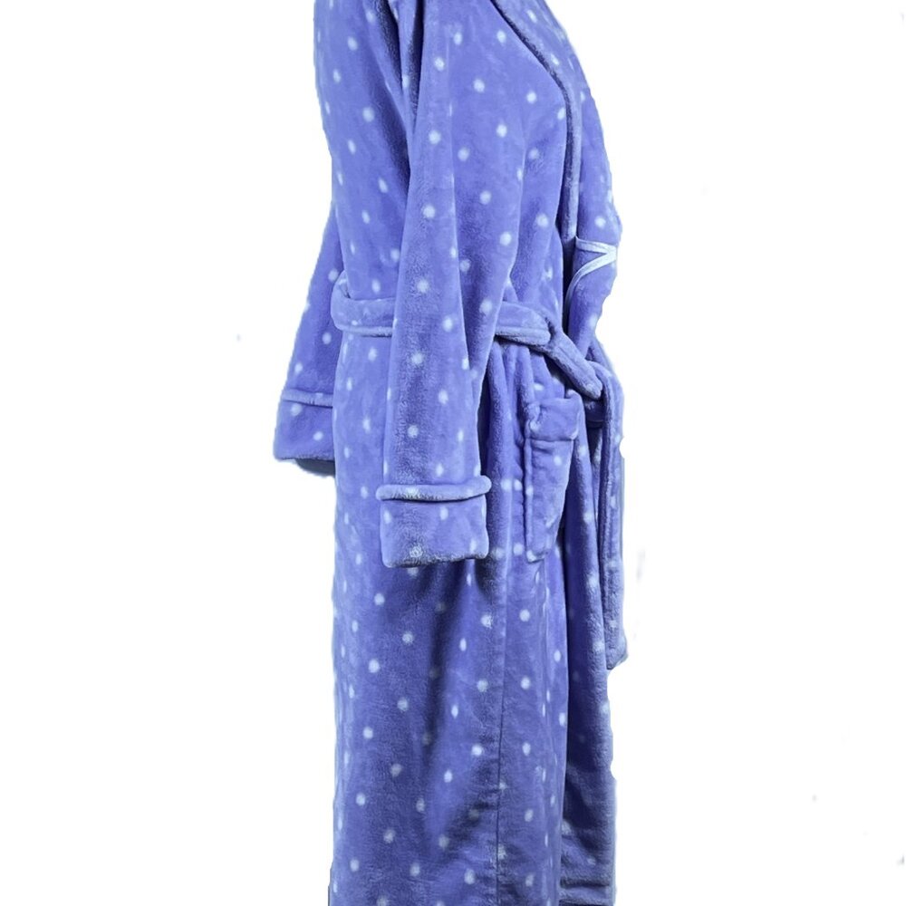 Women's Sonoma - Purple / White Dot - Faux Fur Plush - Long Belted Robe - Medium - Picture 6 of 7